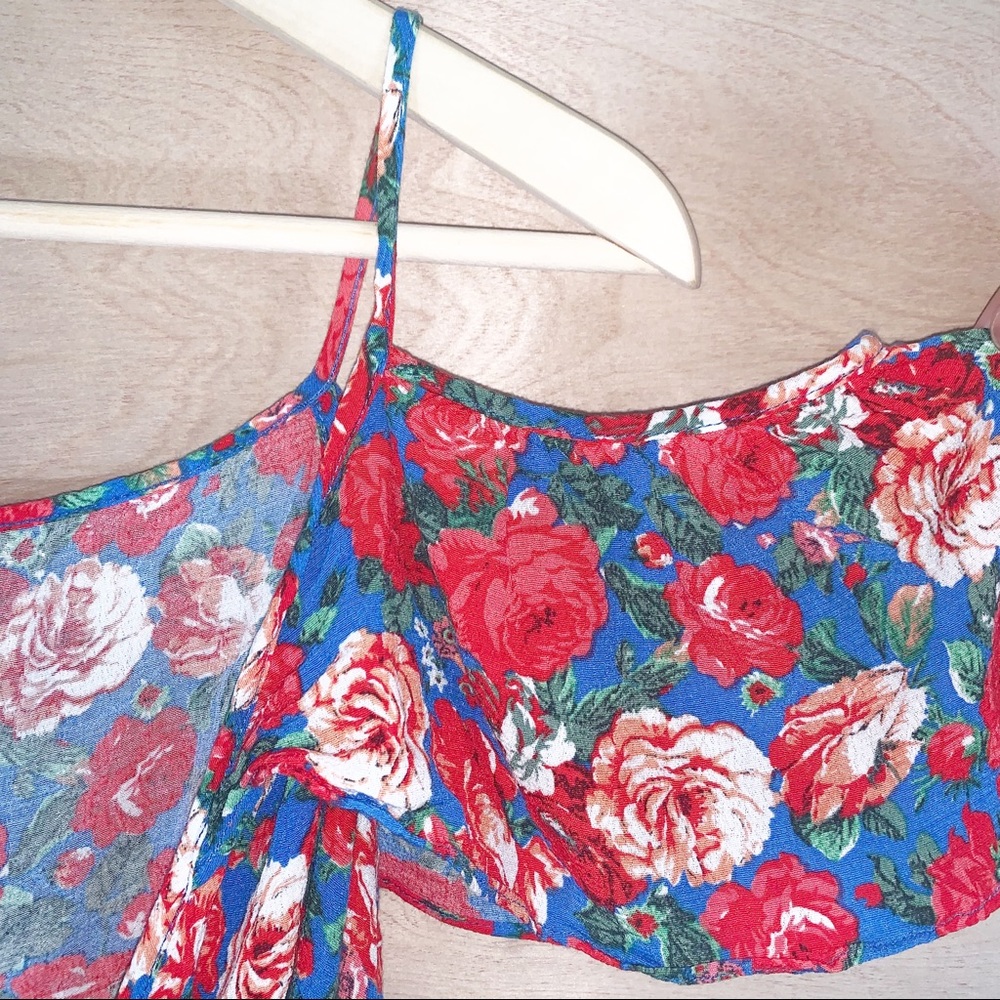 Topshop | Floral Cold Shoulder Wrap Top - Picture 5 of 7